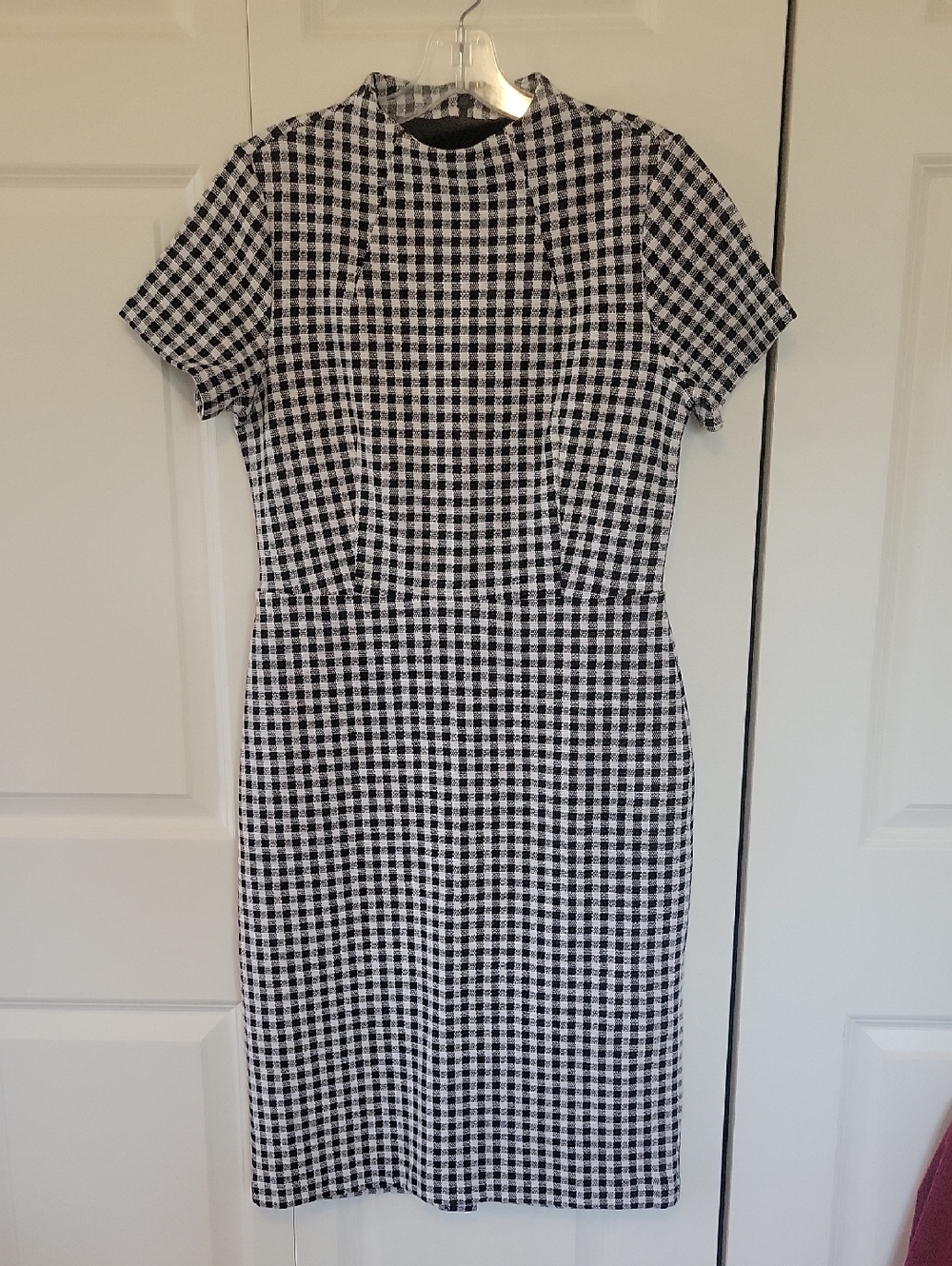 Ann Taylor Black and White Gingham Midi Dress